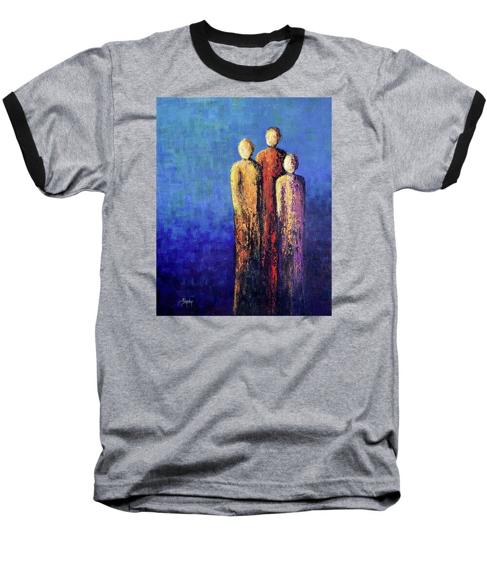 Jury Baseball T-Shirt featuring the painting The Jury by Cindy Johnston