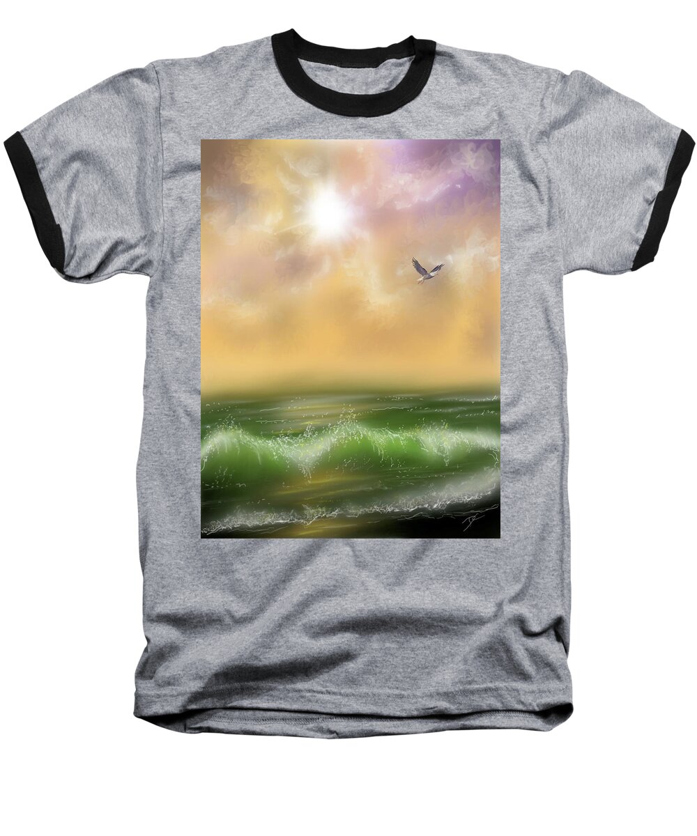 Lonely Baseball T-Shirt featuring the digital art The lone bird by Darren Cannell