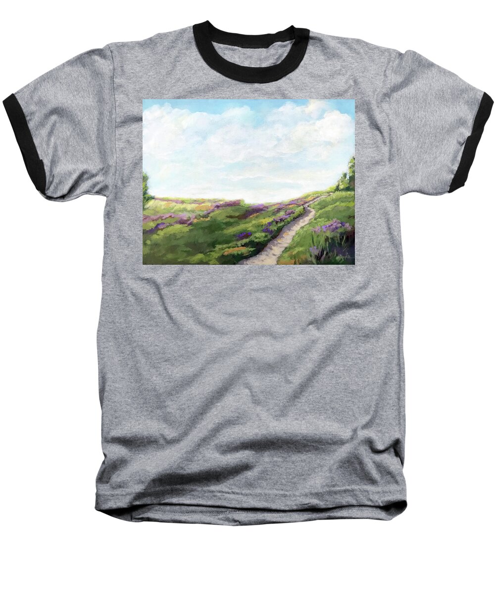 Landscape Baseball T-Shirt featuring the painting The Next Adventure - landscape painting by Linda Apple
