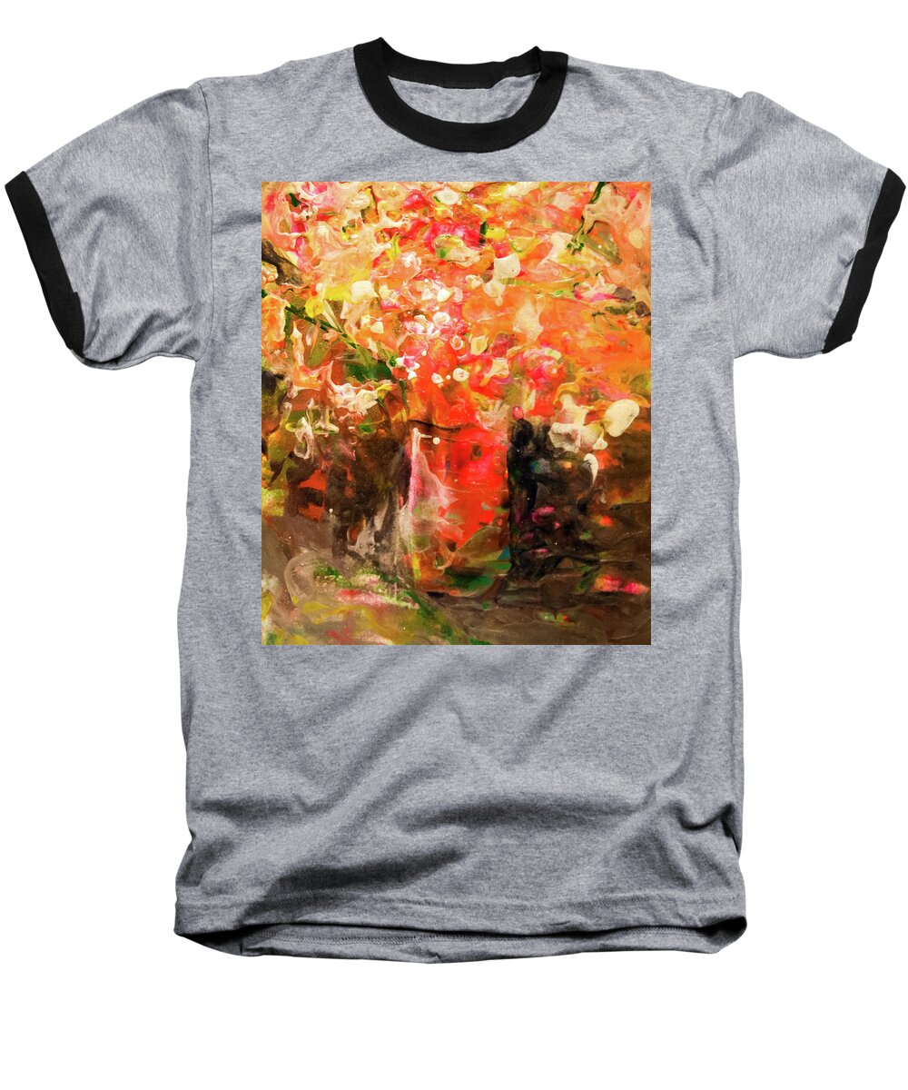 Encaustic Baseball T-Shirt featuring the painting The Orange Glass Vase by Lee Beuther