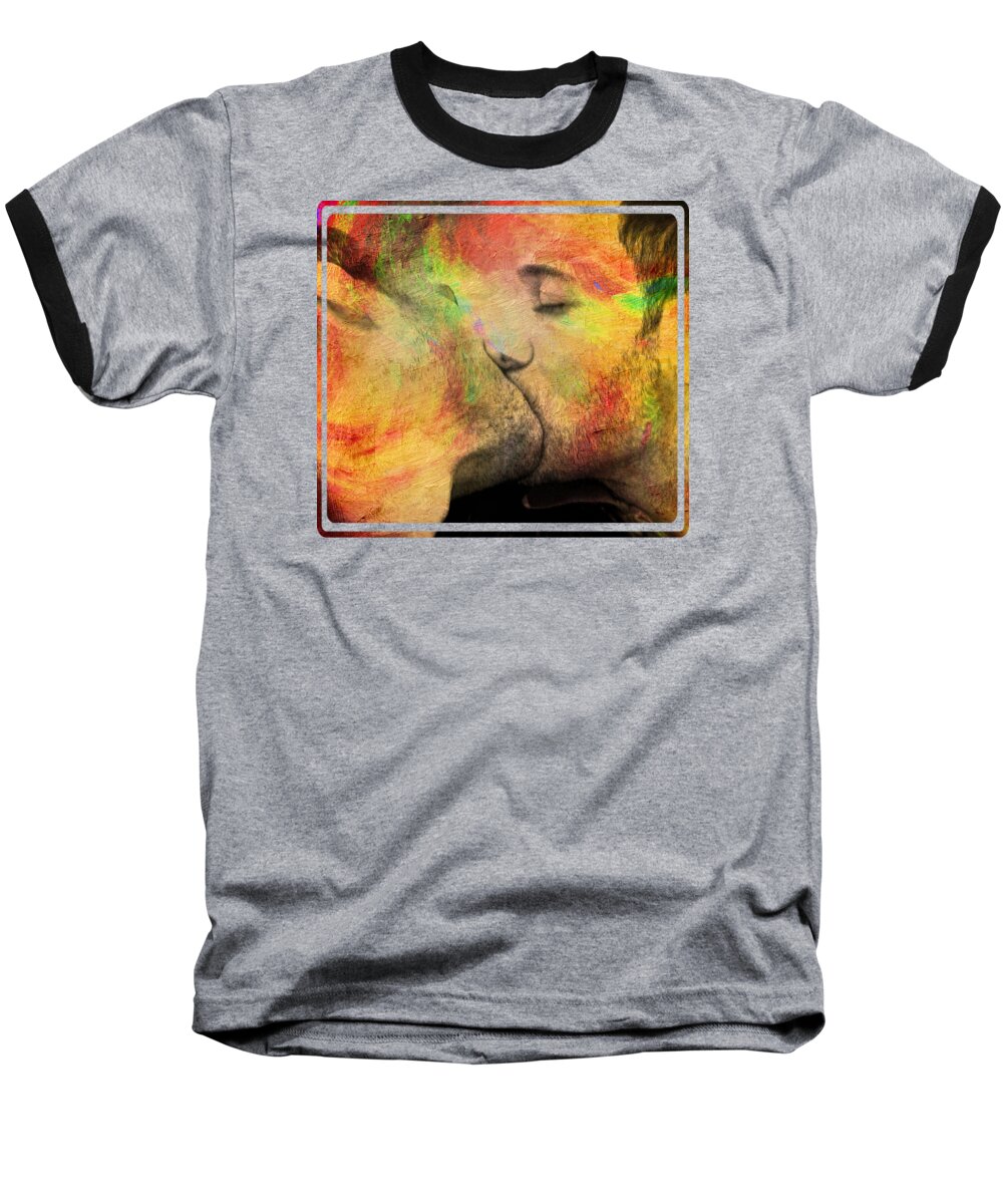 Kiss Baseball T-Shirt featuring the painting The passion of one kiss by Mark Ashkenazi