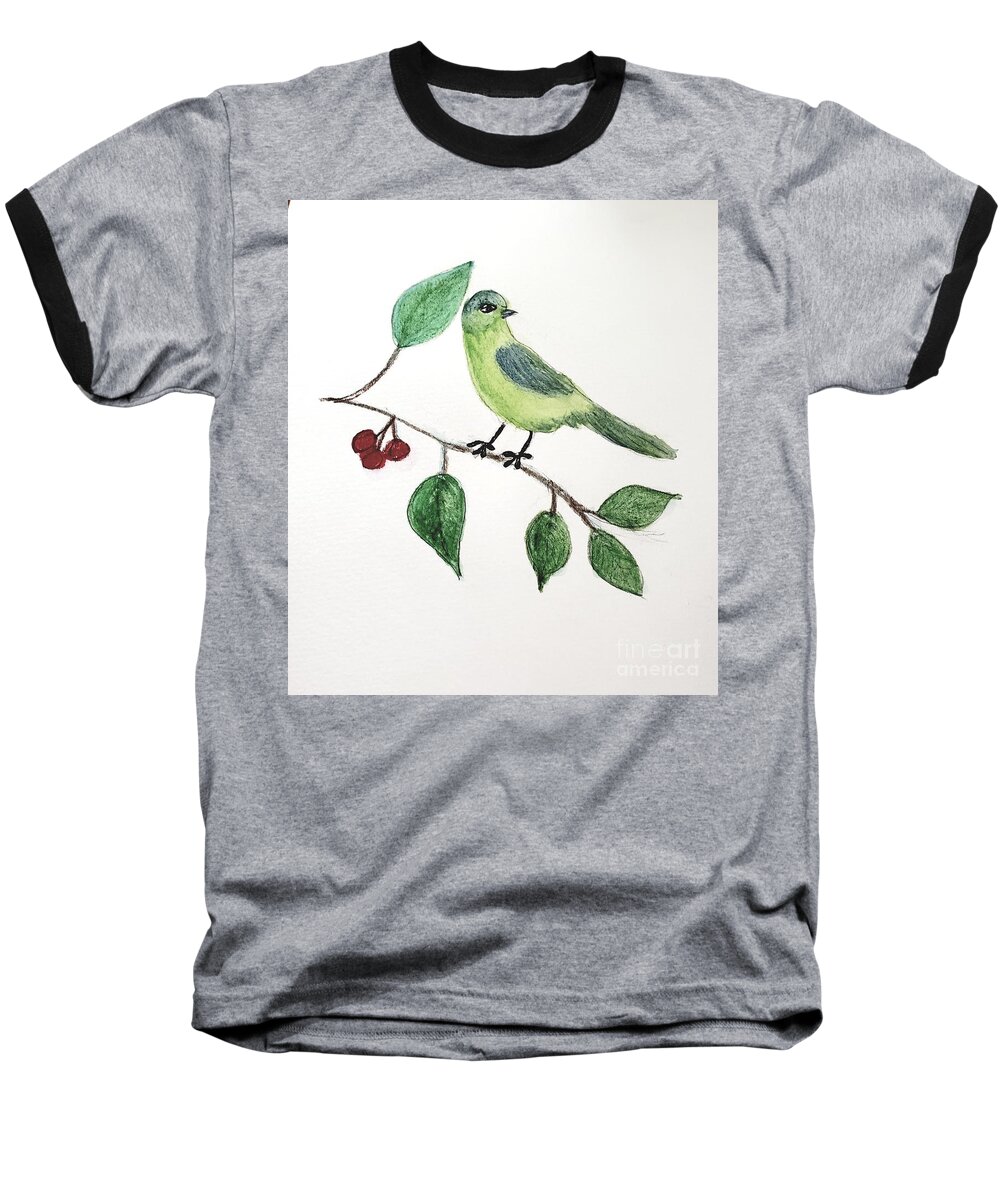 Bird Baseball T-Shirt featuring the painting A Key West Pause by Margaret Welsh Willowsilk