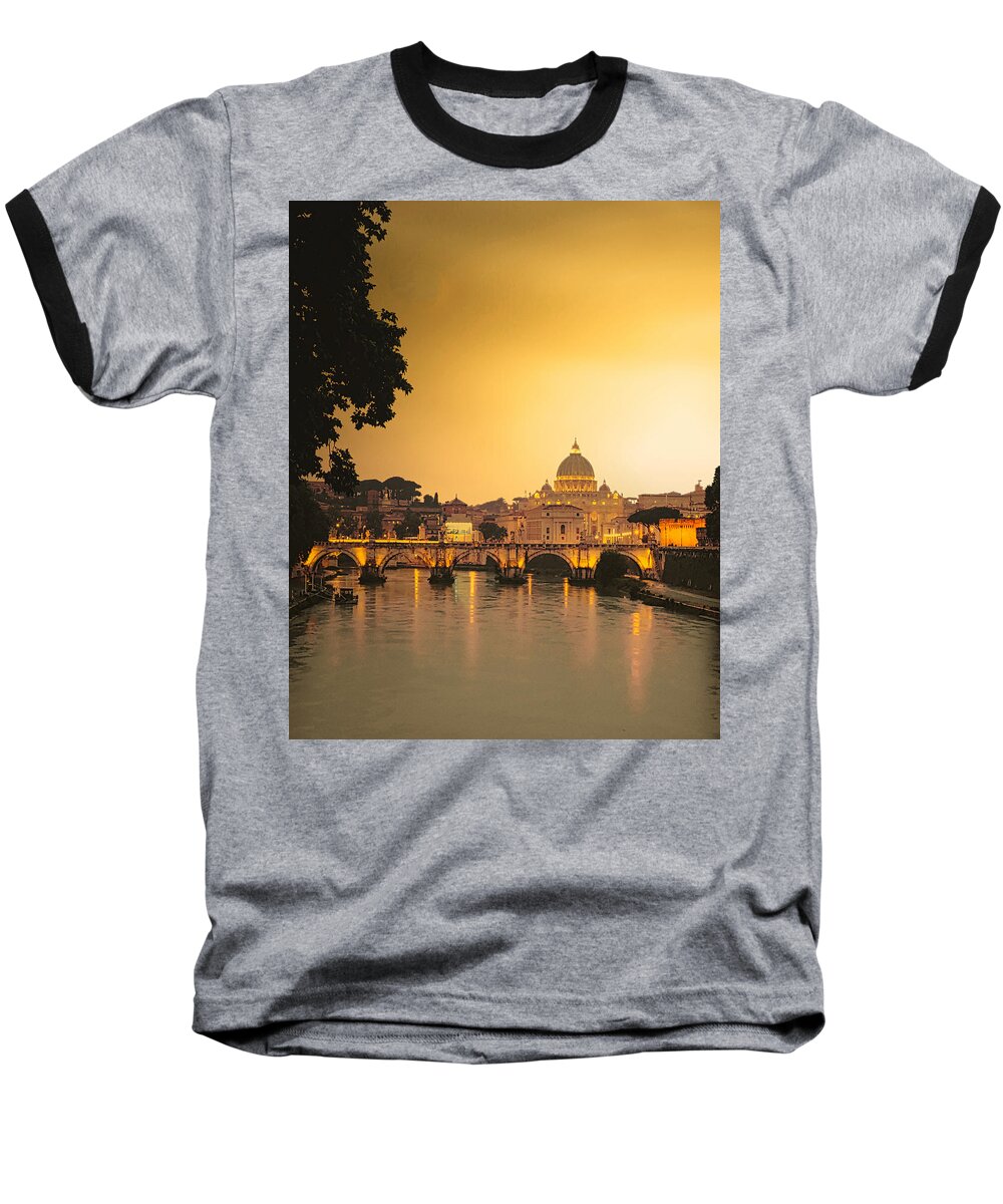 Sunset Baseball T-Shirt featuring the photograph The Vatican at Sunset by Robert Bellomy