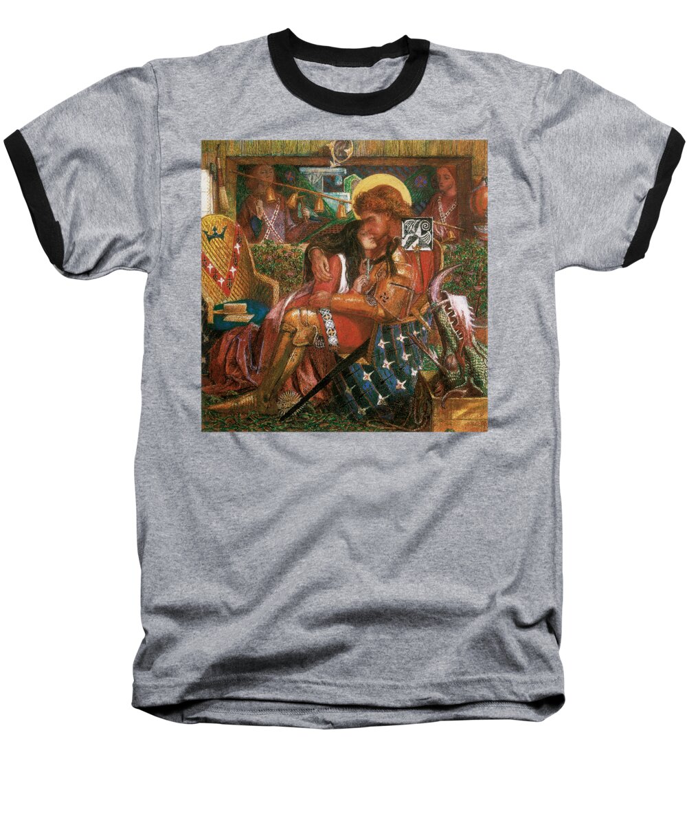 Oil Painting Baseball T-Shirt featuring the painting The Wedding of St George and Princess Sabra 1857 by Dante Gabriel Rossetti