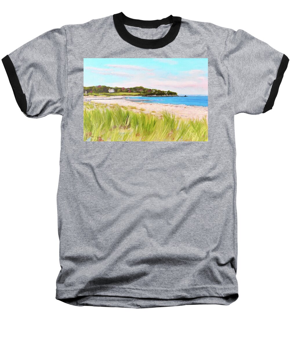 Third Beach Baseball T-Shirt featuring the painting Third Beach Middletown RI Newport RI by Patty Kay Hall