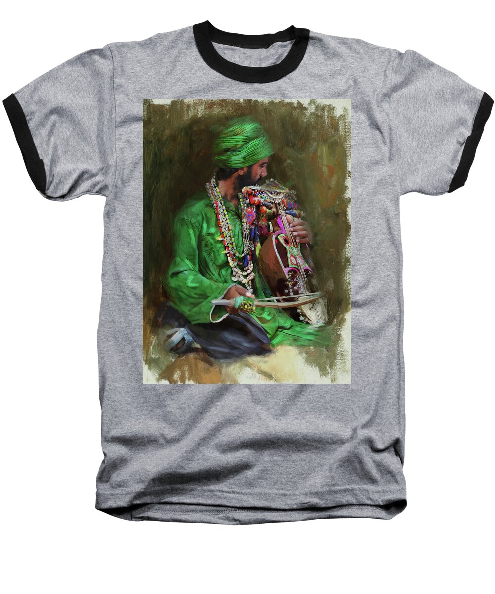  Baseball T-Shirt featuring the painting This Is Not a Violin by Mahnoor Shah