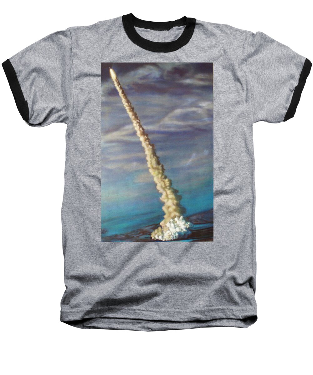 Realism Baseball T-Shirt featuring the painting Throttle Up by Sean Connolly