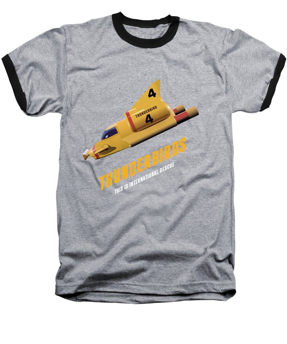Movie Poster Baseball T-Shirt featuring the digital art Thunderbirds TV series poster by Movie Poster Boy