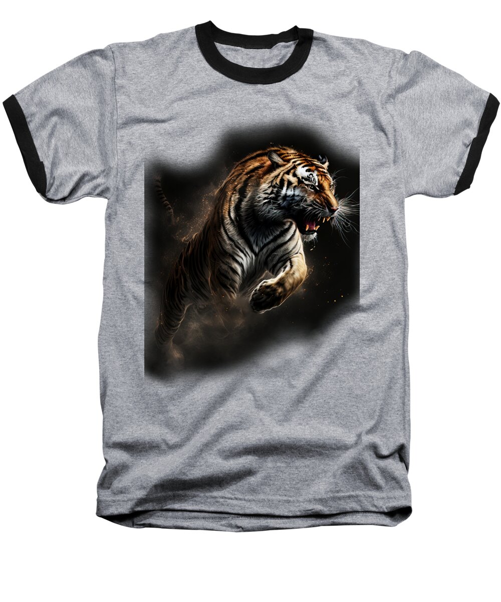 Tiger Baseball T-Shirt featuring the digital art Tiger Attack by Daniel Eskridge