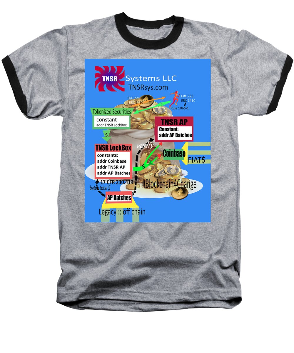 Ethereum Baseball T-Shirt featuring the digital art TNSR Ethereum cluster by Mark Robbins