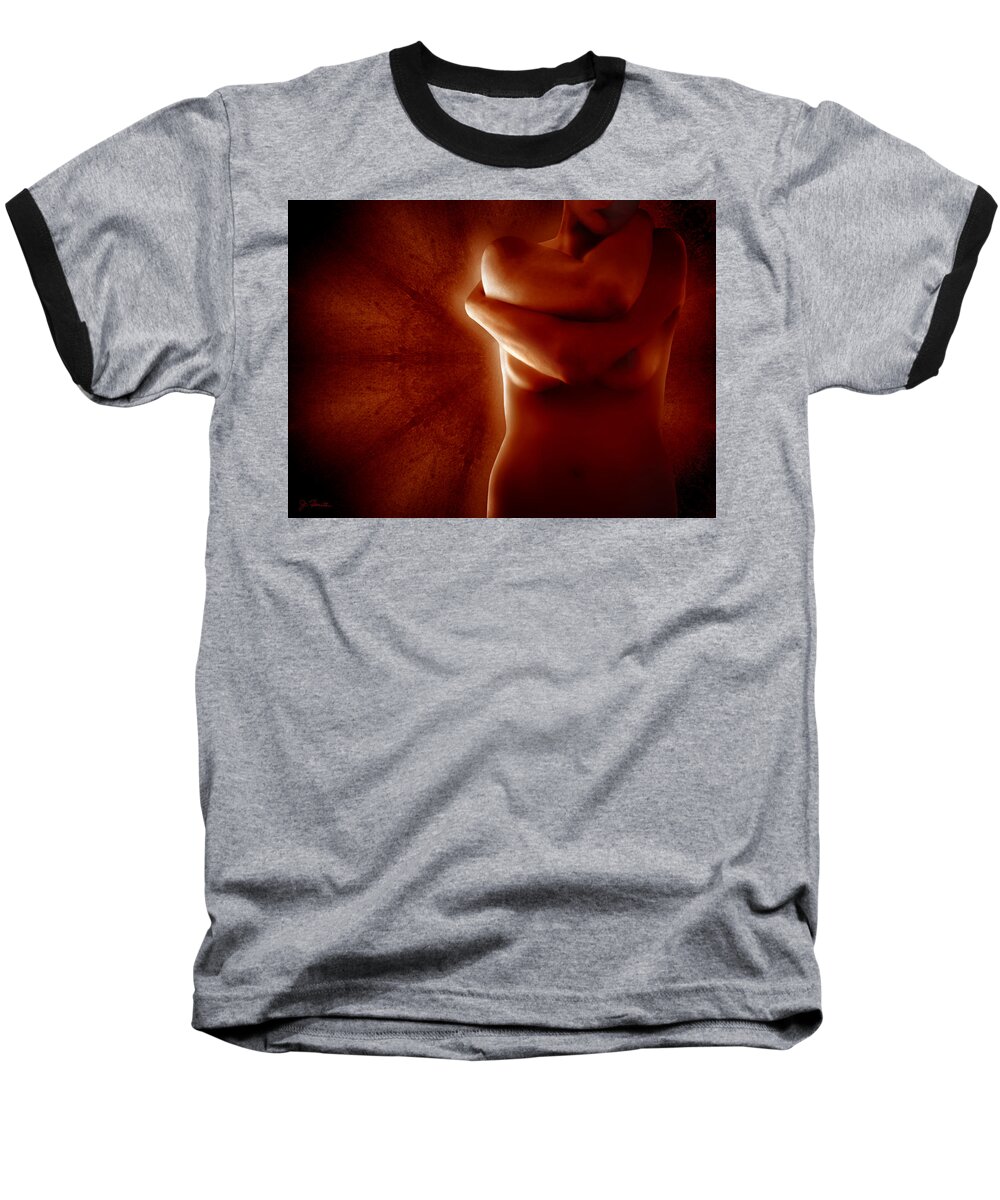 Nude Baseball T-Shirt featuring the photograph Torso in Russet by Joe Bonita