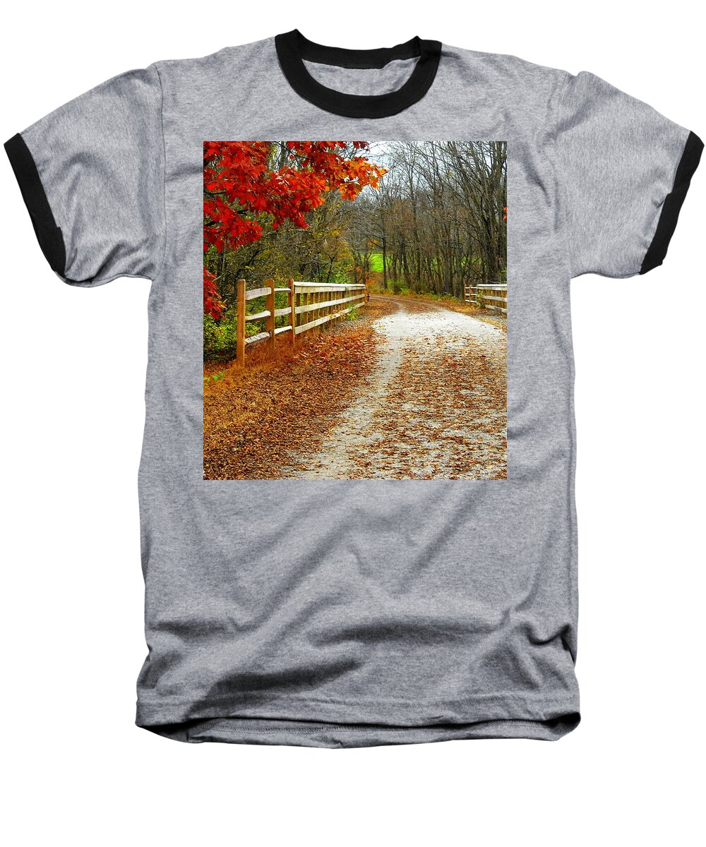 Autumn Baseball T-Shirt featuring the photograph Trailing In Autumn by Tami Quigley