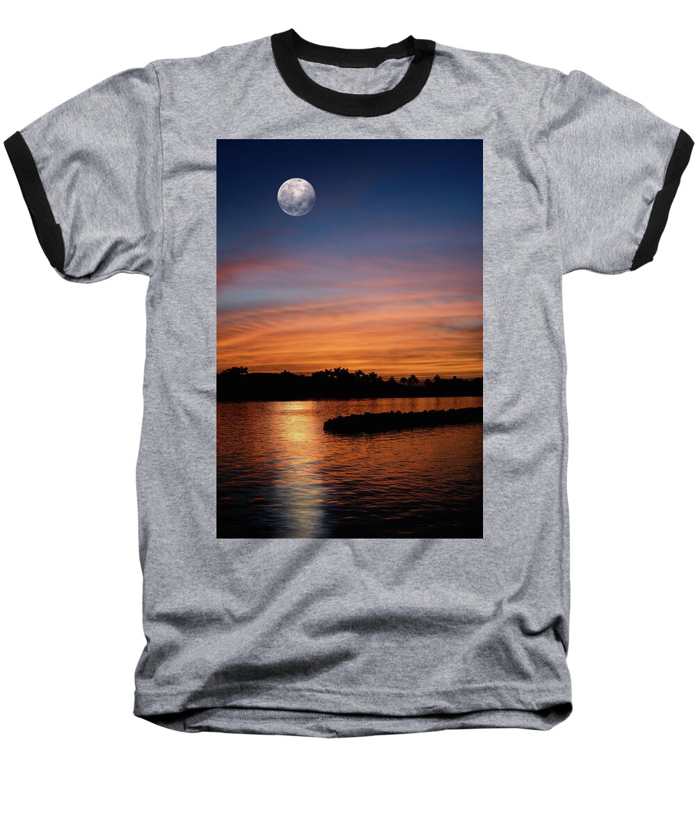 Full Moon Baseball T-Shirt featuring the photograph Tropical Moon by Laura Fasulo