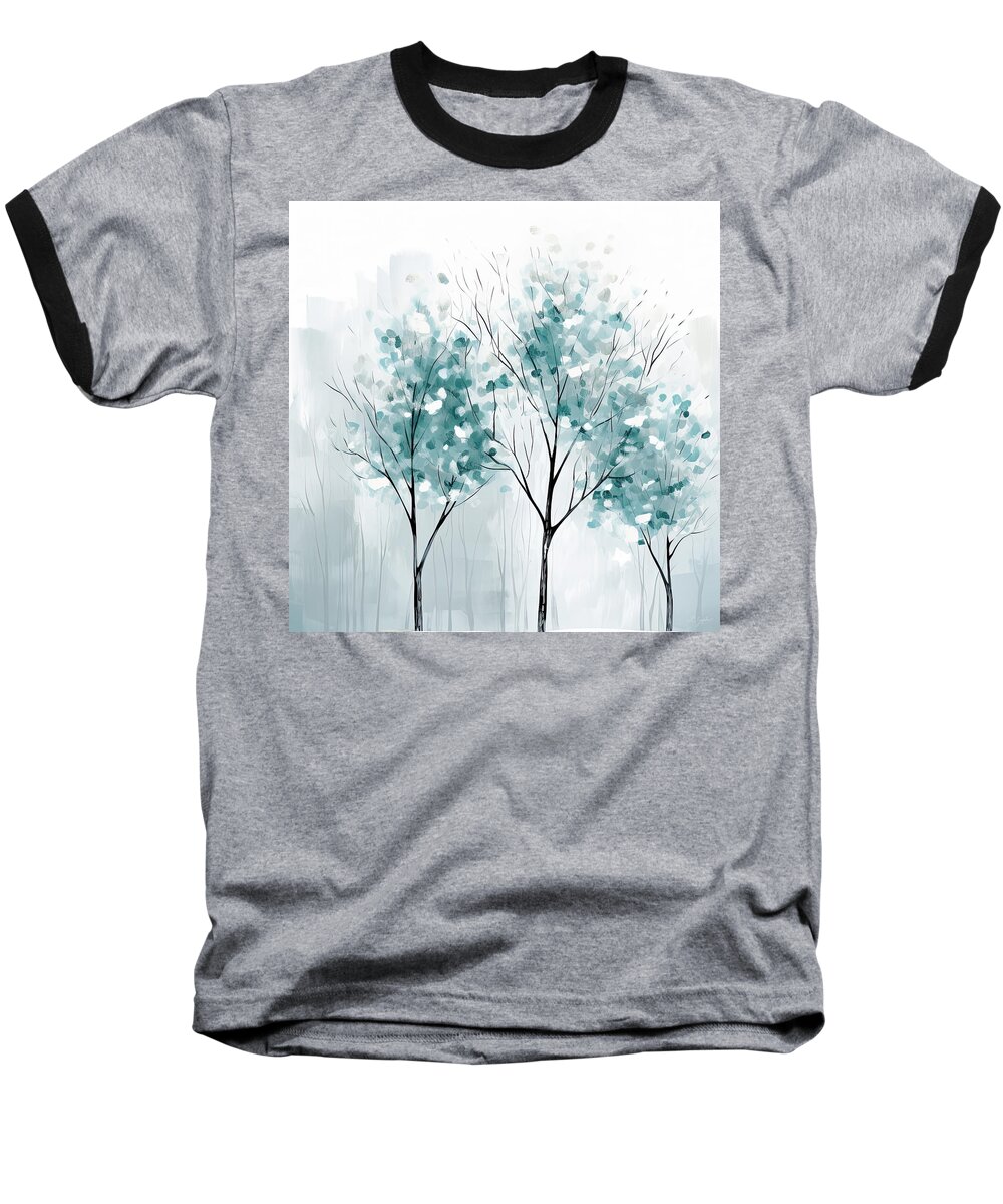 Blue Baseball T-Shirt featuring the painting Turquoise And Gray by Lourry Legarde