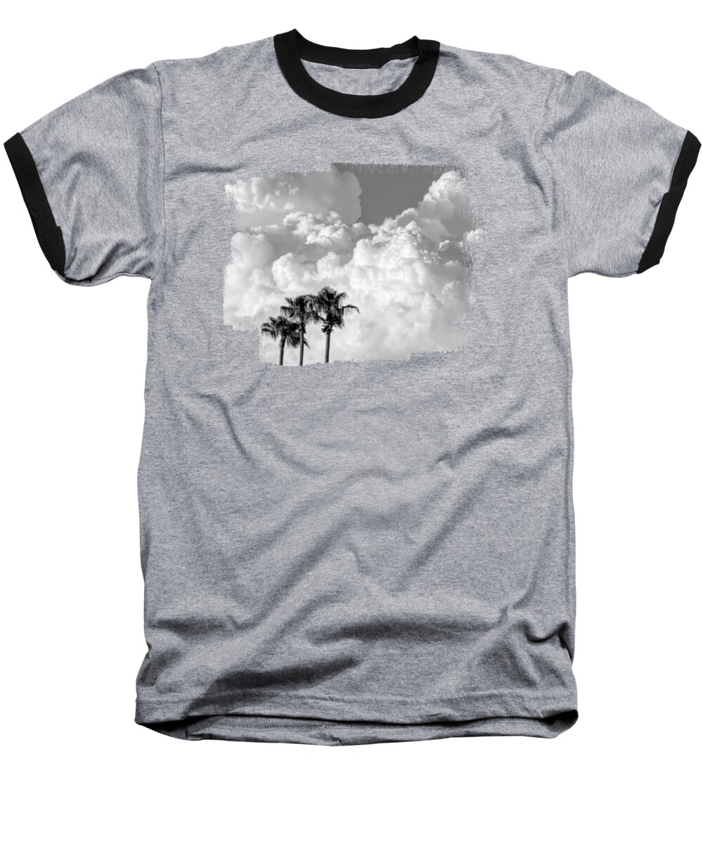 Monsoon Baseball T-Shirt featuring the photograph Two Monsoon Palms BW by Elisabeth Lucas