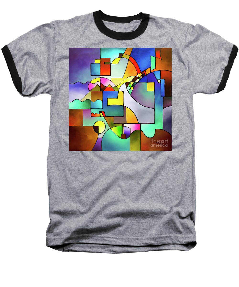 Contemporary Abstract Baseball T-Shirt featuring the painting Unified Theory by Sally Trace