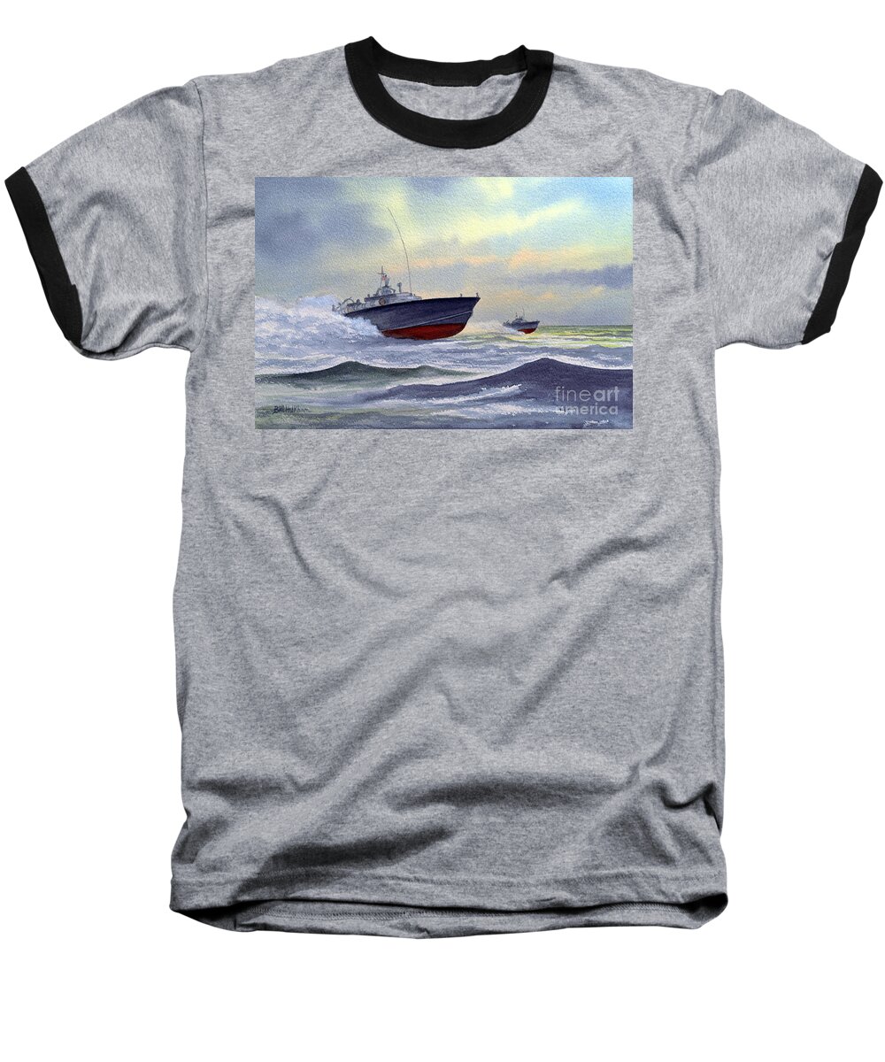 Usn Paintings Baseball T-Shirt featuring the painting United States Navy Patrol Torpedo Boats by Bill Holkham