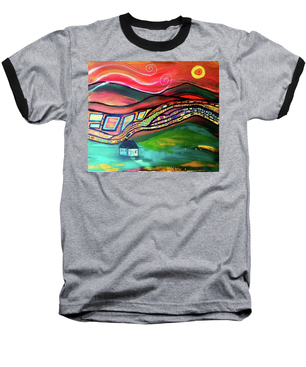 Color Baseball T-Shirt featuring the painting Unto These Hills by Amy Shaw