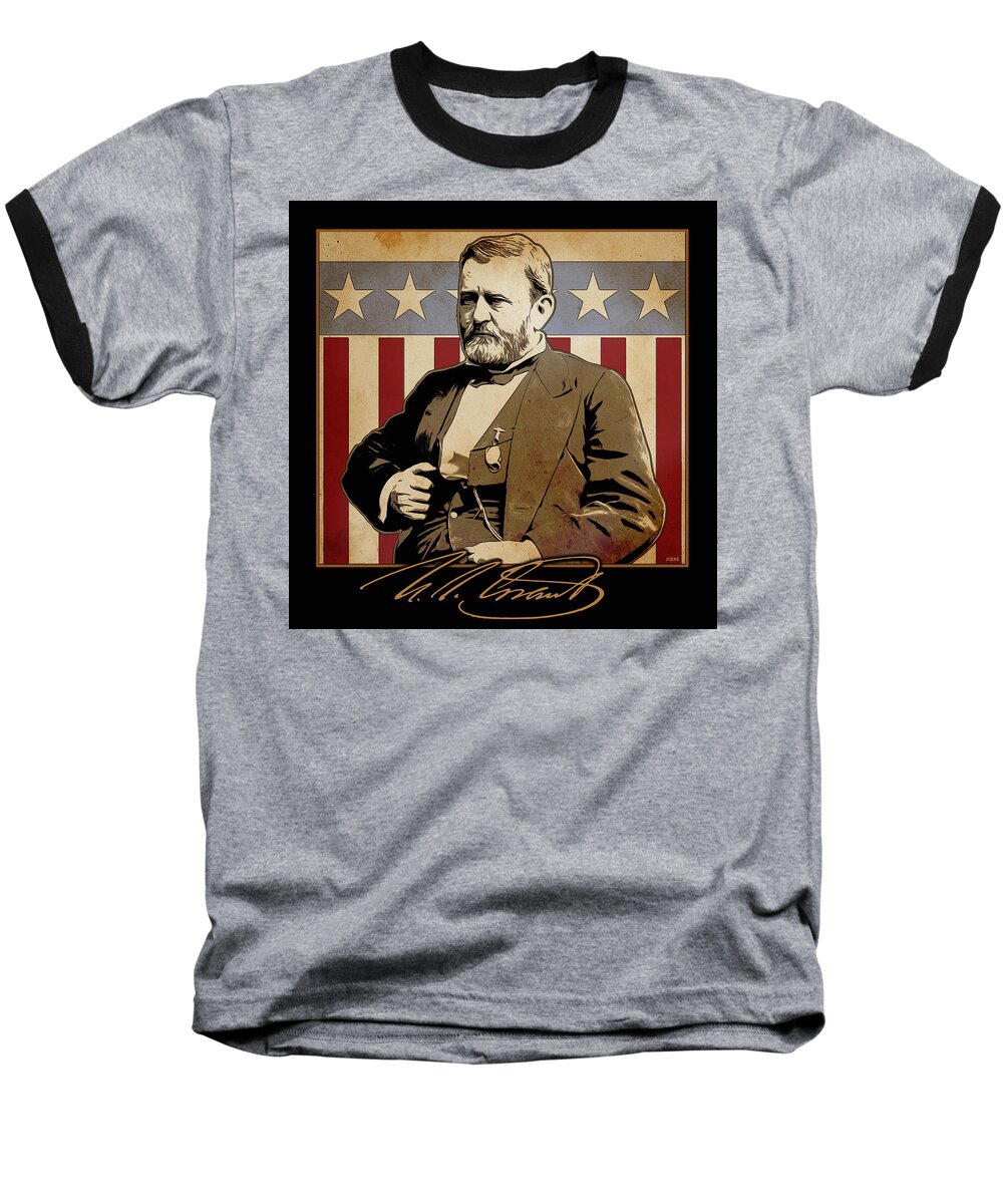 Ulysses S. Grant Baseball T-Shirt featuring the digital art US Grant by Greg Joens