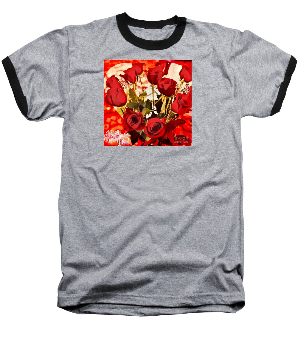 Valentine Day Baseball T-Shirt featuring the digital art Valentine Day #1 by Karen Francis