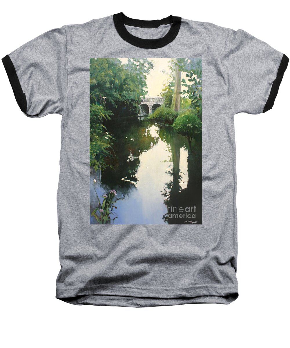 Lin Petershagen Baseball T-Shirt featuring the painting Valrose Campus by Lin Petershagen