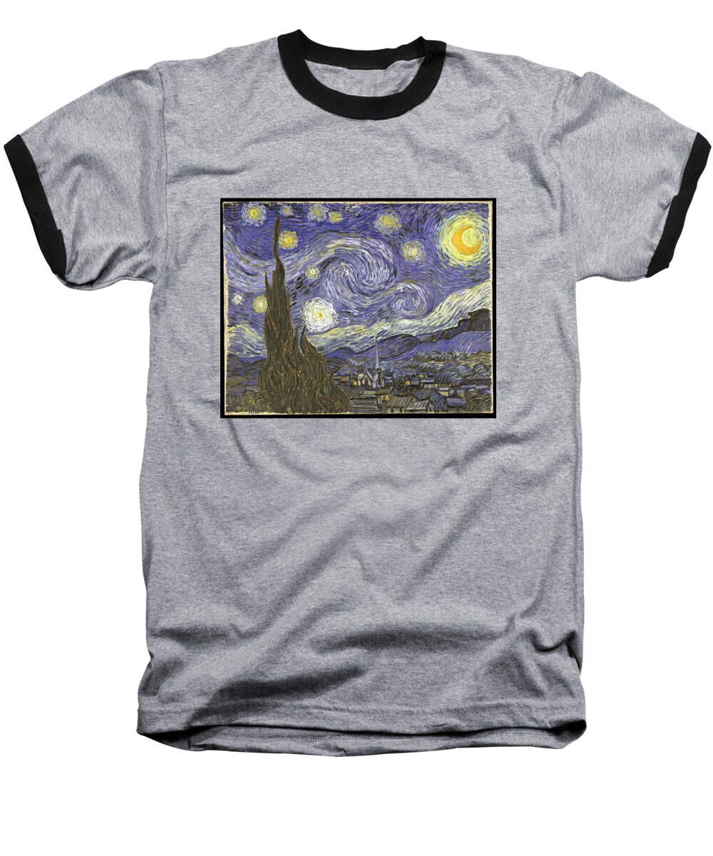 Funny Baseball T-Shirt featuring the digital art Van Goh Starry Night by Flippin Sweet Gear