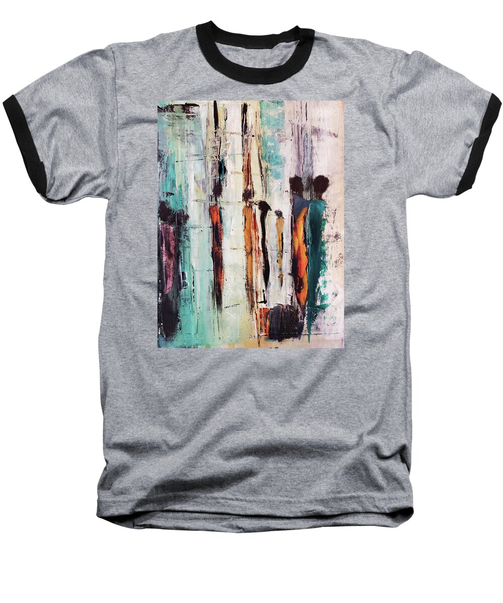 Abstract Baseball T-Shirt featuring the mixed media Waiting for A Jet Plane by Sharon Williams Eng