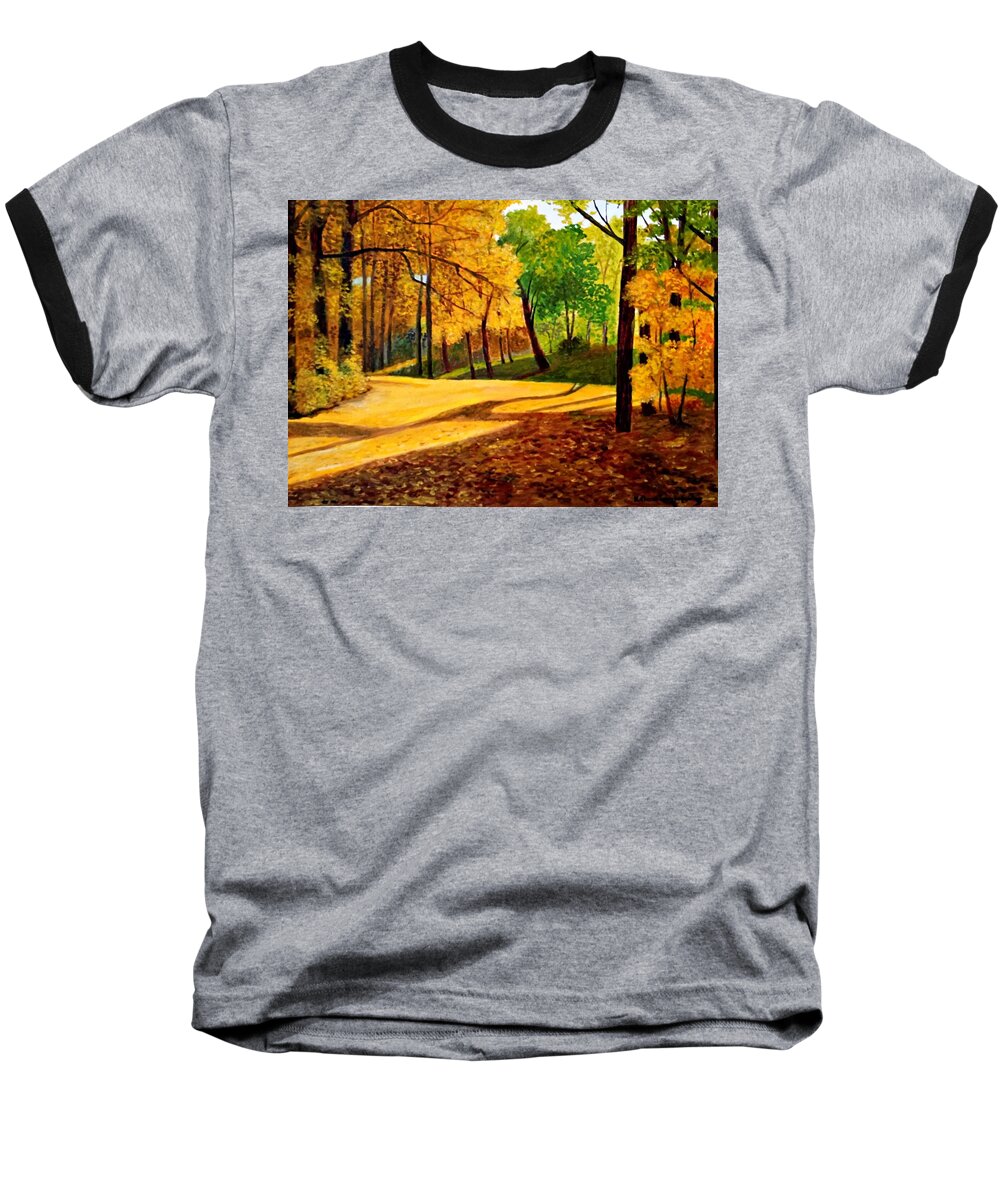 Autumn Baseball T-Shirt featuring the painting Autumn Leaves by Konstantinos Charalampopoulos