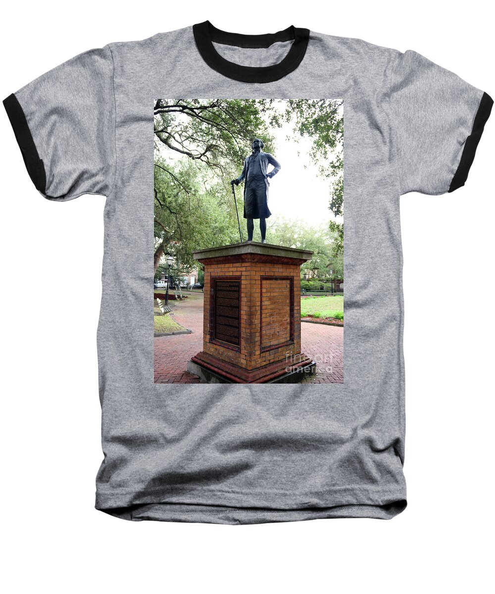 George Washington Statue Baseball T-Shirt featuring the photograph Washington Statue in Washington Square Charleston 9136 by Jack Schultz