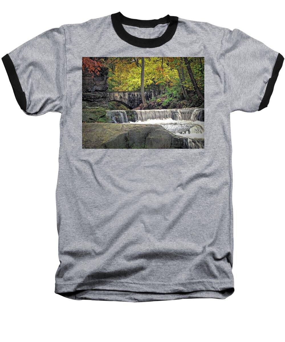 Waterfall Baseball T-Shirt featuring the photograph Waterfall at Olmsted Falls - 1 by Mark Madere