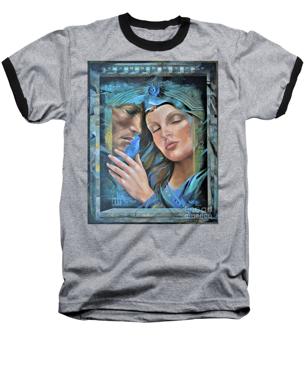 Beauty Baseball T-Shirt featuring the painting We Are One by Sinisa Saratlic