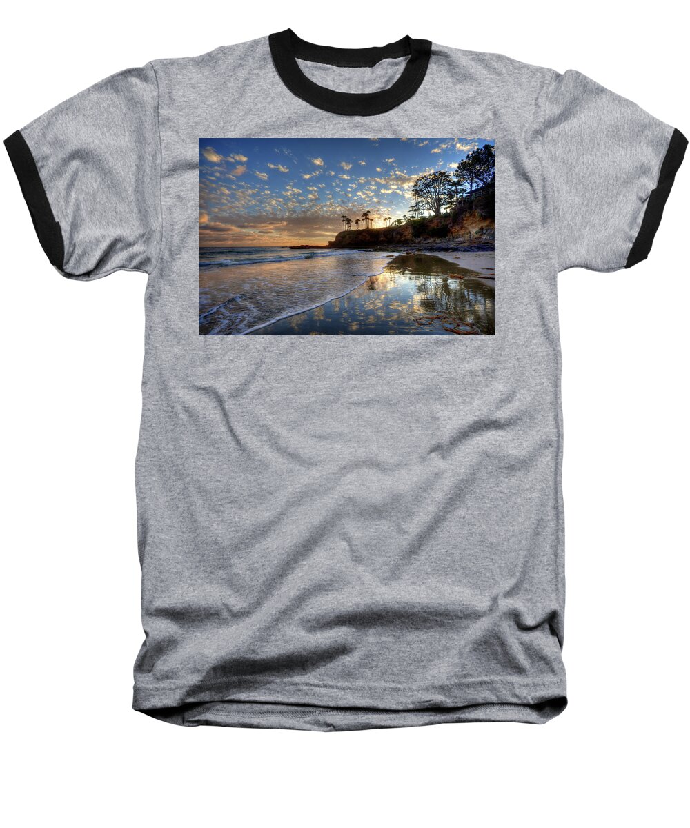 Laguna Beach Baseball T-Shirt featuring the photograph Wet Sand Reflections Laguna Beach by Cliff Wassmann