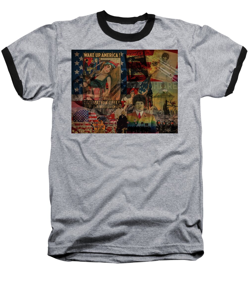 Grunge Baseball T-Shirt featuring the digital art What If... by Ricardo Dominguez