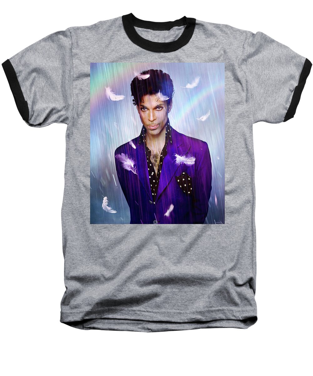 Prince Baseball T-Shirt featuring the mixed media When Doves Cry by Mal Bray