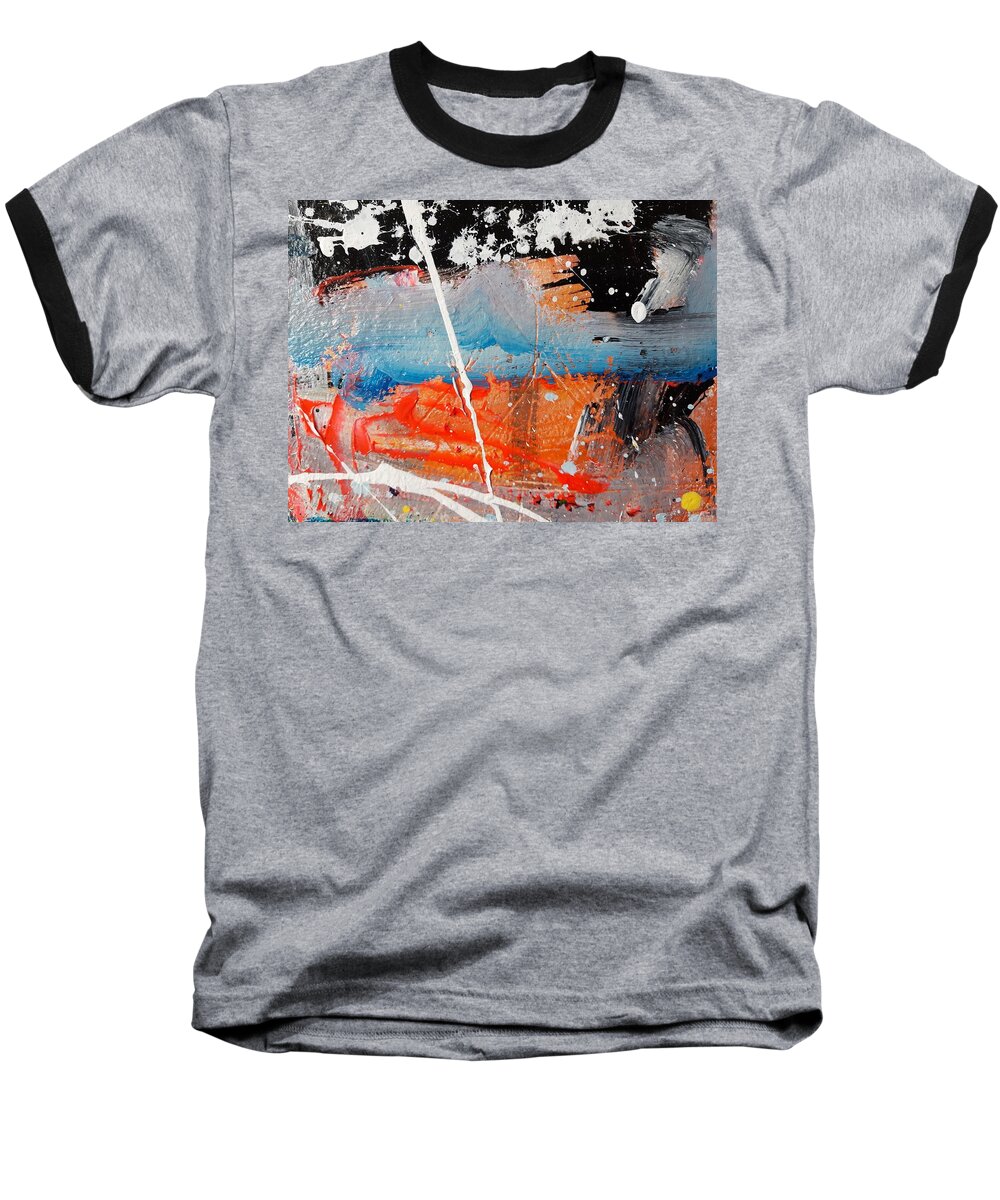 Abstract Black. White Baseball T-Shirt featuring the painting Where the Sky Travelors Meet by Pearlie Taylor