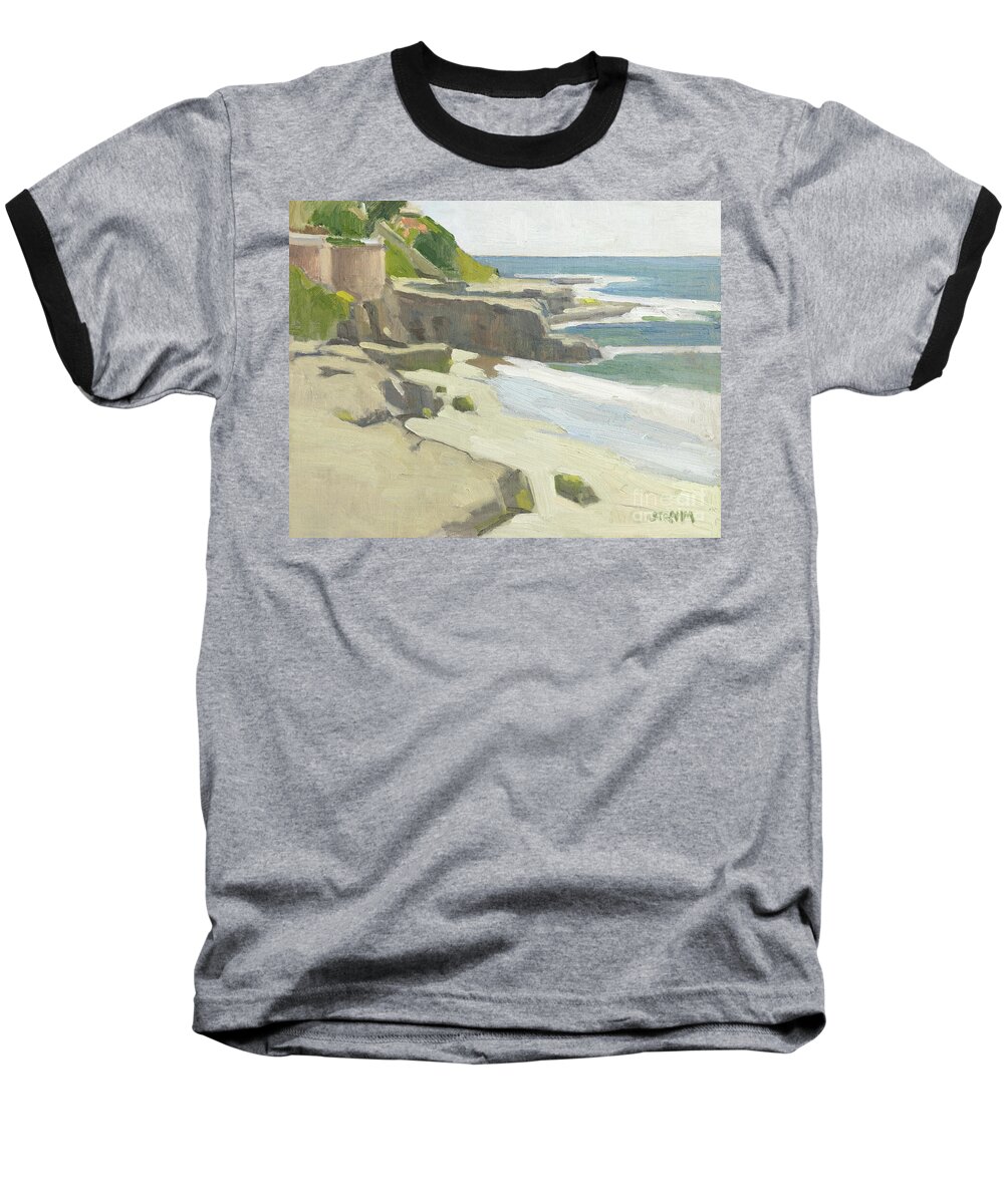 Windansea Baseball T-Shirt featuring the painting Windansea Beach Calm - La Jolla, San Diego, California by Paul Strahm