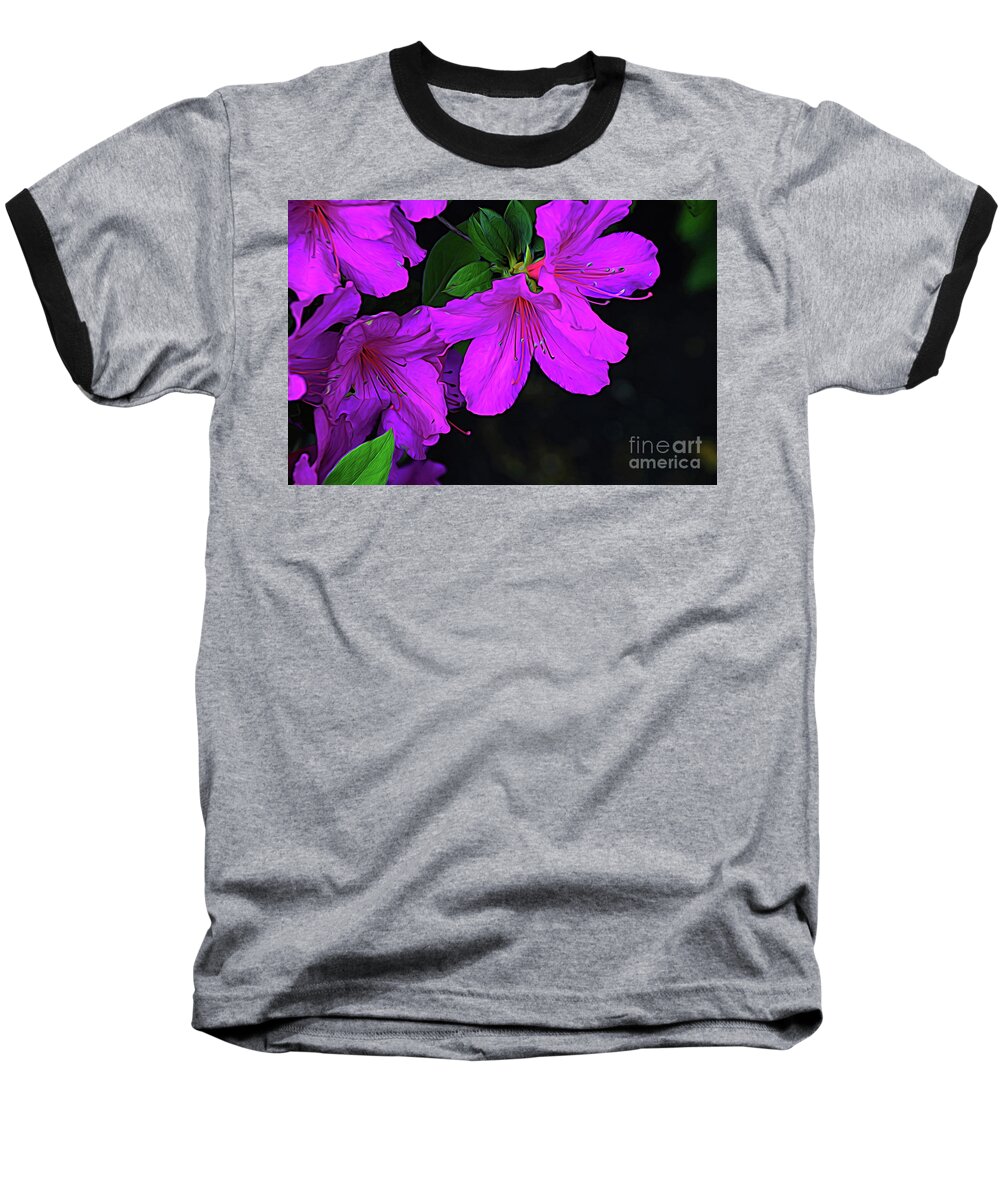 Winter Baseball T-Shirt featuring the photograph Winter Azaleas in Ink by Diana Mary Sharpton