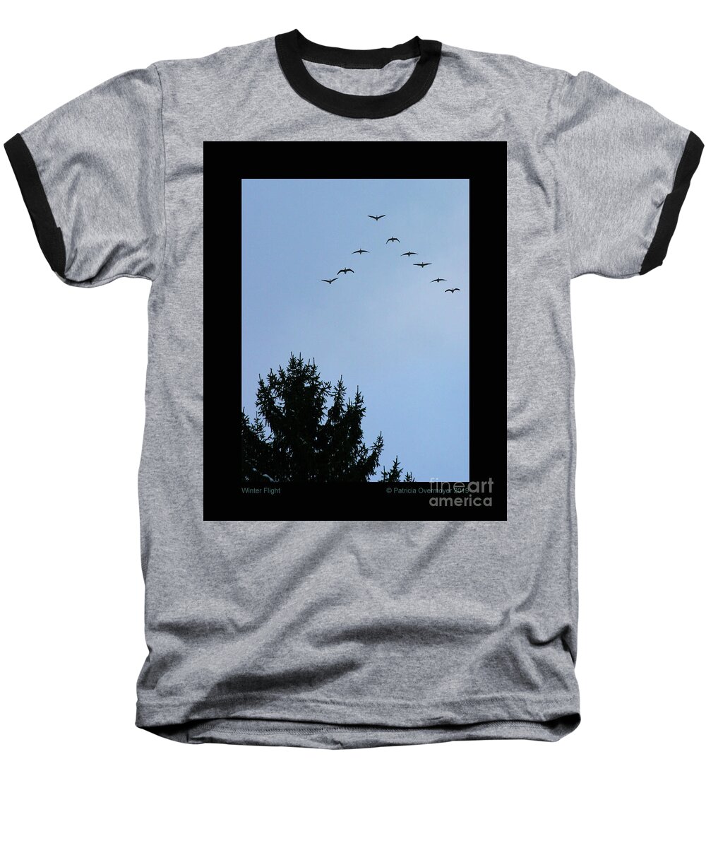 Geese Baseball T-Shirt featuring the photograph Winter Flight by Patricia Overmoyer