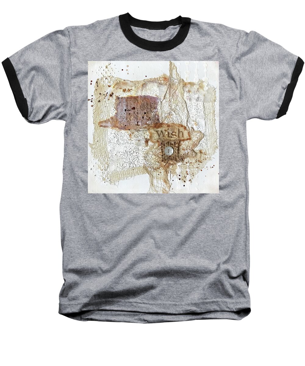 Mixedmedia Rustic Decor Baseball T-Shirt featuring the painting Rustic collage combining multiple natural elements #3 by Diane Fujimoto