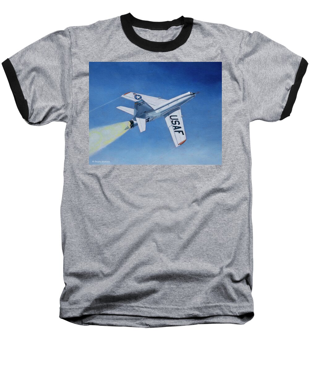 Aviation Art Baseball T-Shirt featuring the painting X-2 by Douglas Castleman