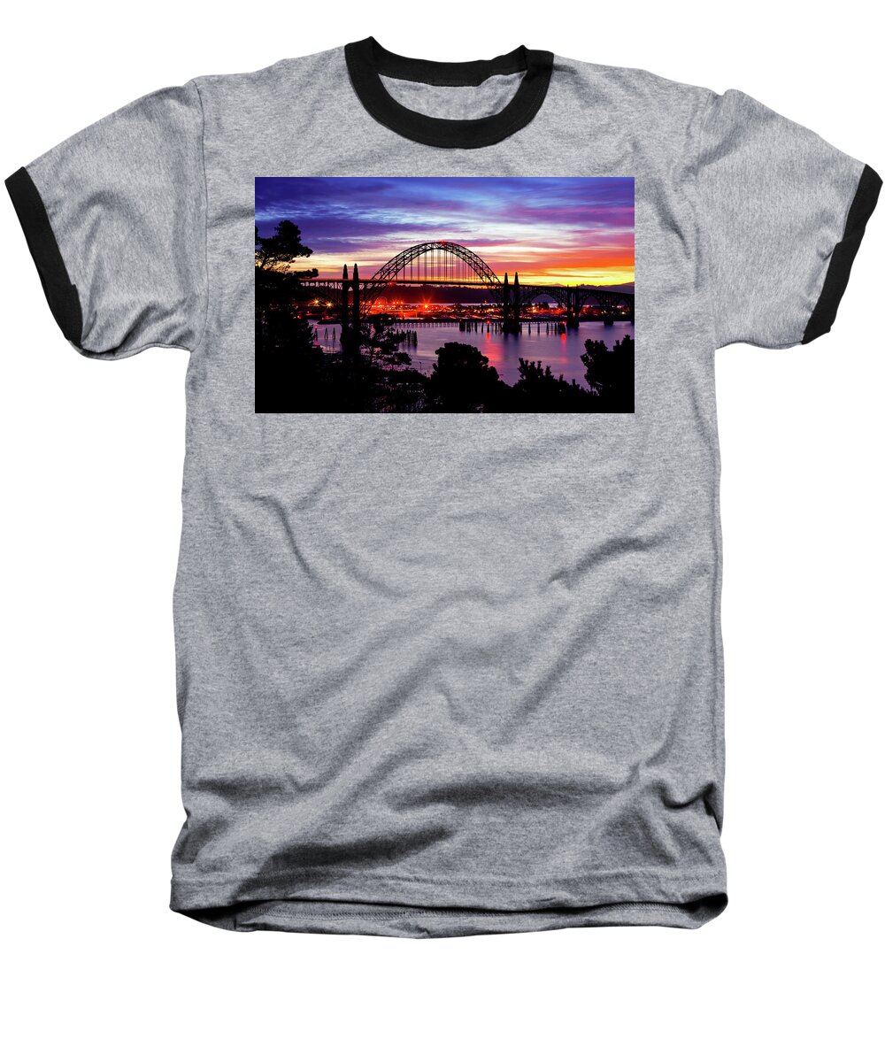 Oregon Baseball T-Shirt featuring the photograph Yaquina Bay Bridge Sunrise by Darren White