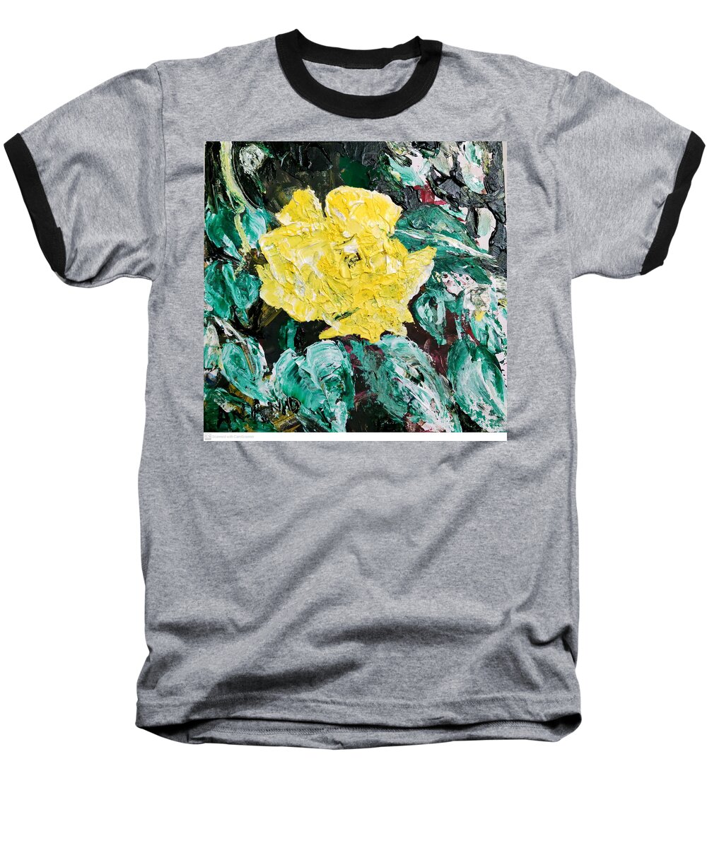 City Abstractions Baseball T-Shirt featuring the painting Yellow Rose by Anand Swaroop Manchiraju