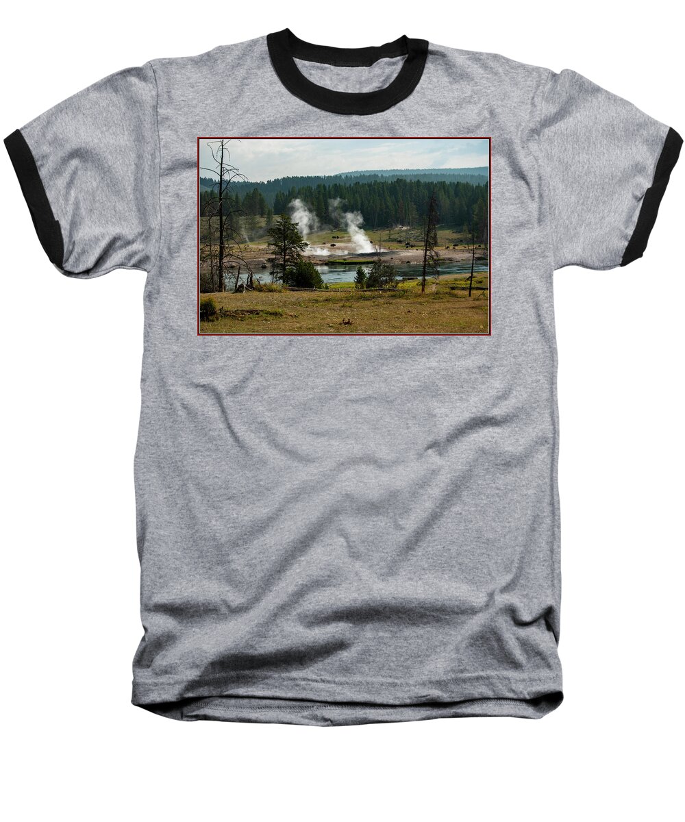 Yellowstone Baseball T-Shirt featuring the digital art Yellowstone River Hayden Valley by Gary Grayson