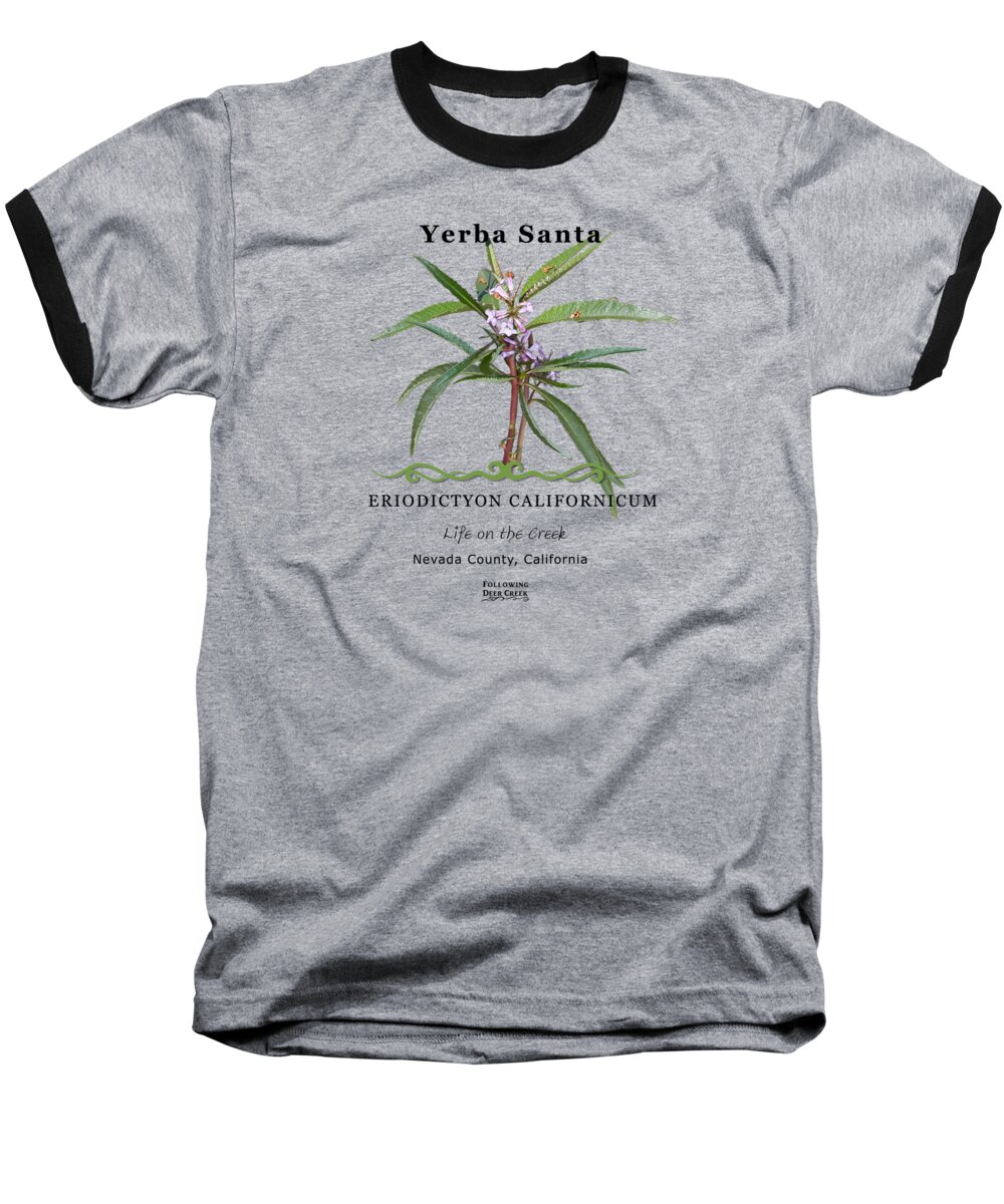 Medicinal Herb Baseball T-Shirt featuring the digital art Yerba Santa Eriodictyon californicum by Lisa Redfern