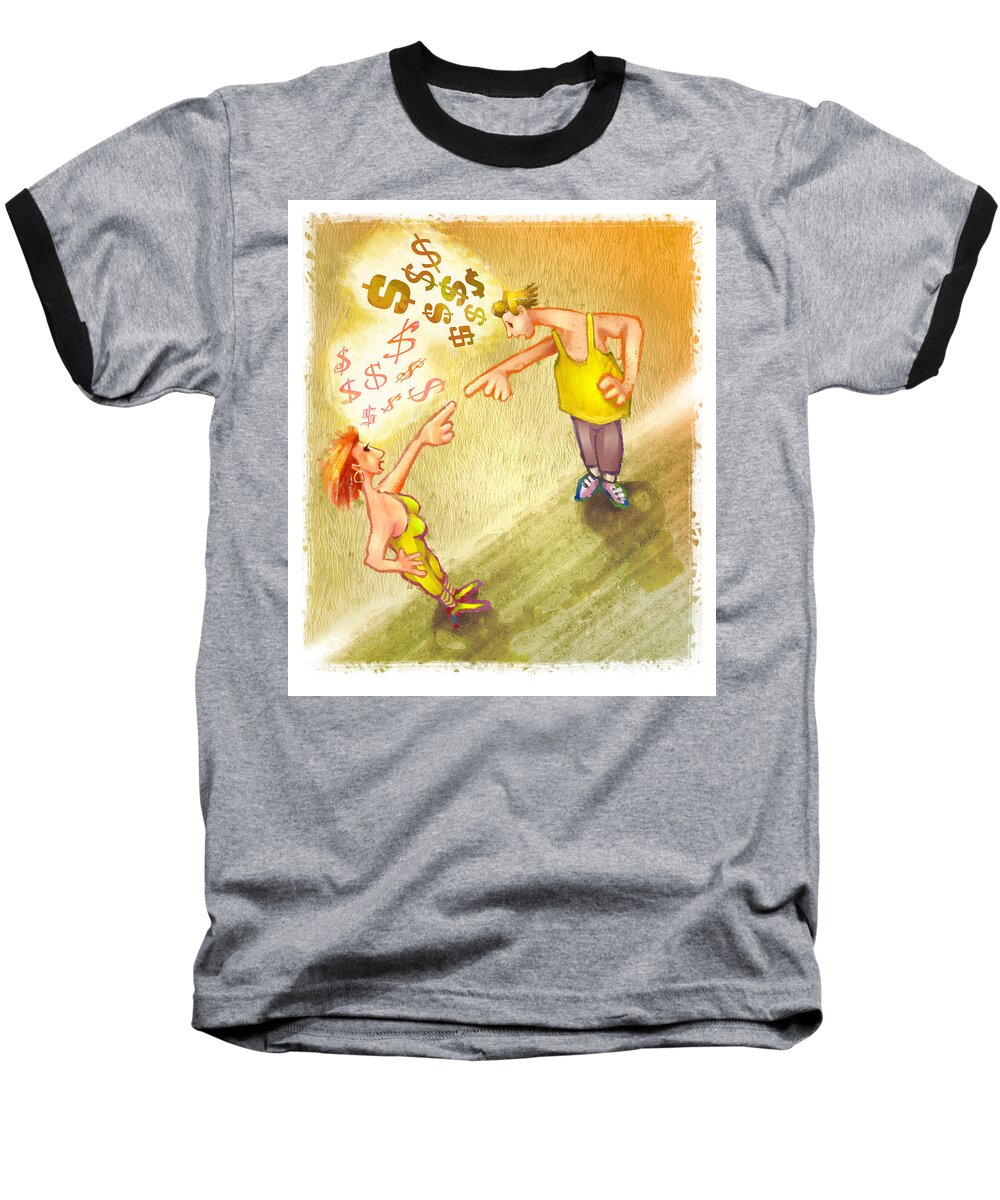 Argument Baseball T-Shirt featuring the digital art Your Fault by Hone Williams