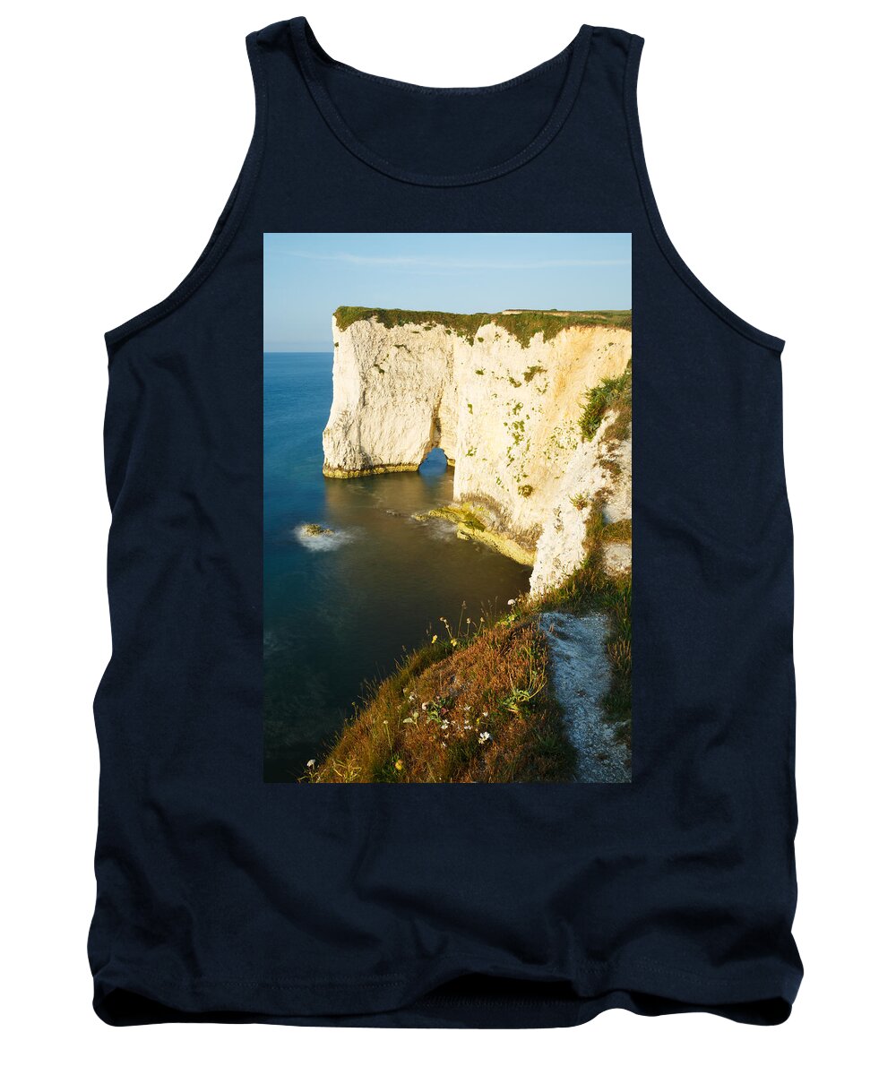 Old Harry Tank Top featuring the photograph Morning light at Old Harry Rocks #2 by Ian Middleton