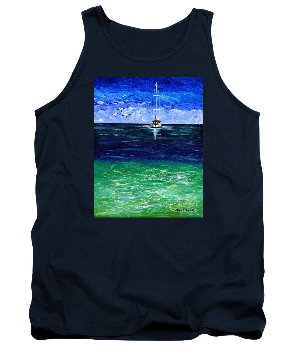 Boat Tank Top featuring the painting Peaceful by Laura Forde