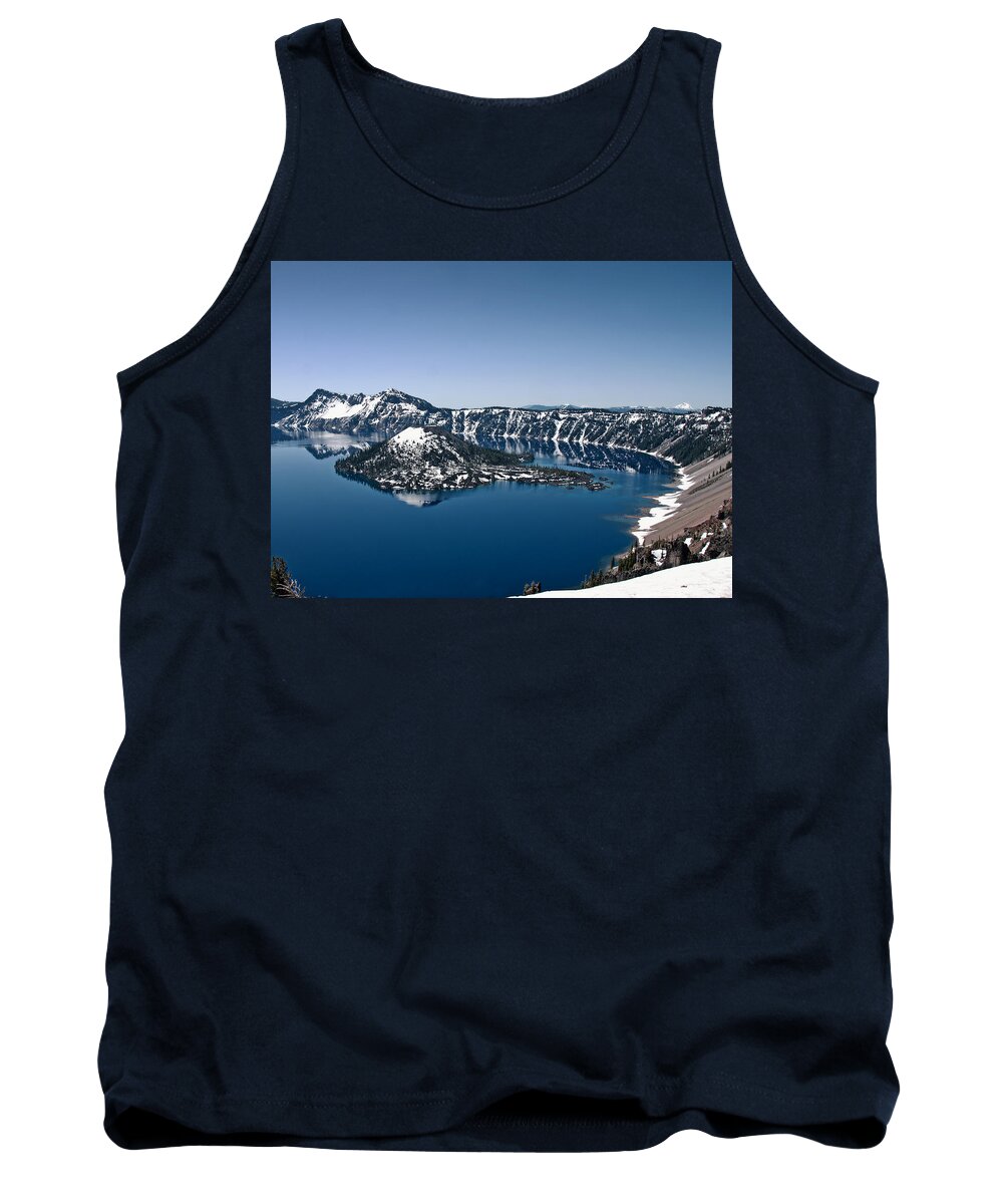 Crater Lake Tank Top featuring the photograph Wizard Island #2 by Betty Depee