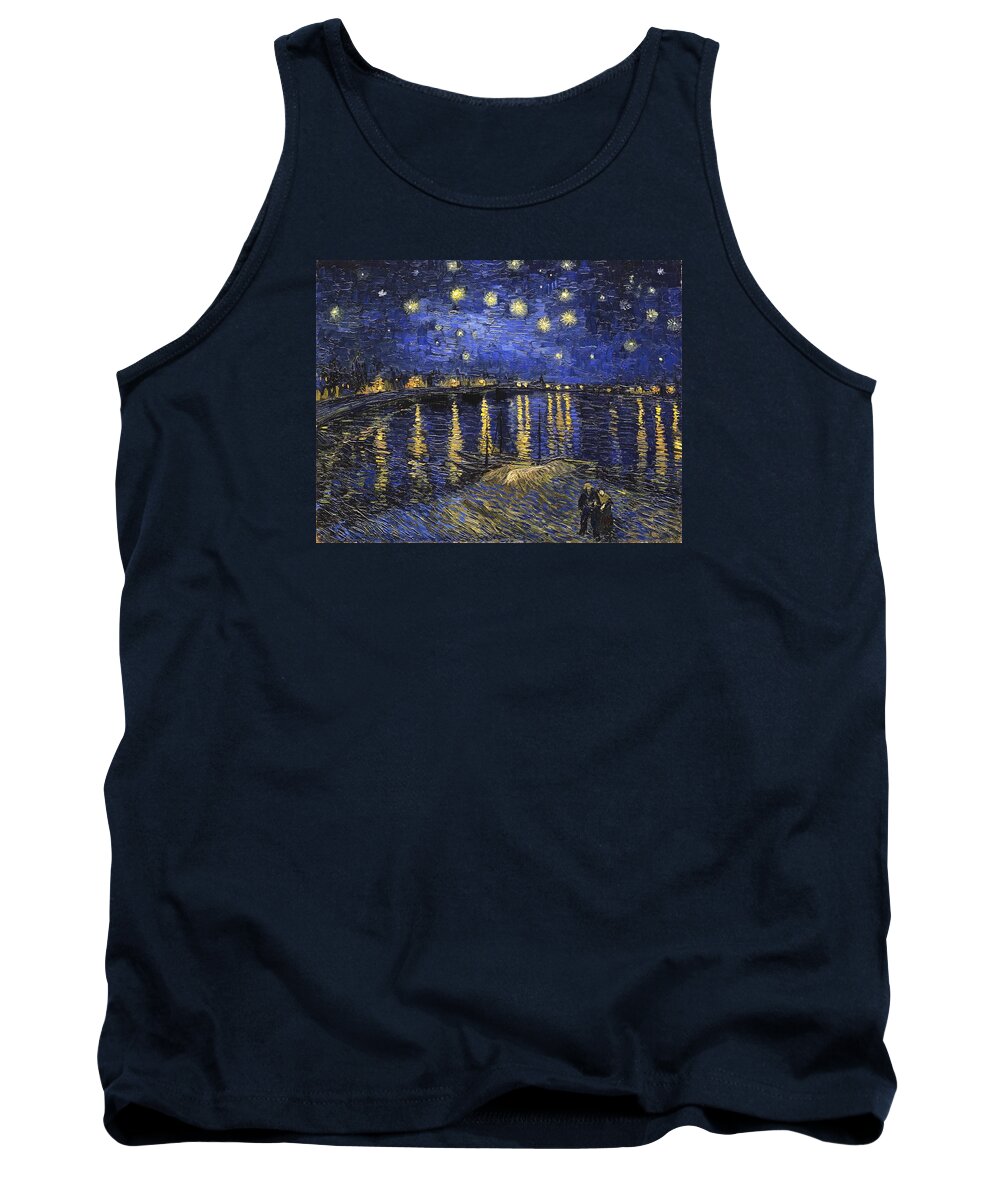 Vincent Van Gogh Tank Top featuring the painting Starry Night Over The Rhone by Vincent Van Gogh