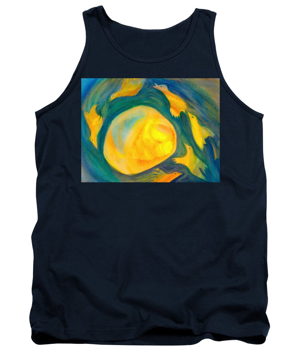 Birds Tank Top featuring the painting A birdbell morning by Suzy Norris